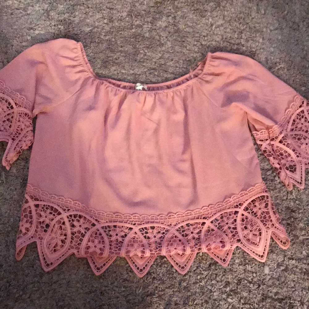Pink crop top with detailed edges